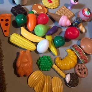 Lot of plastic play food items